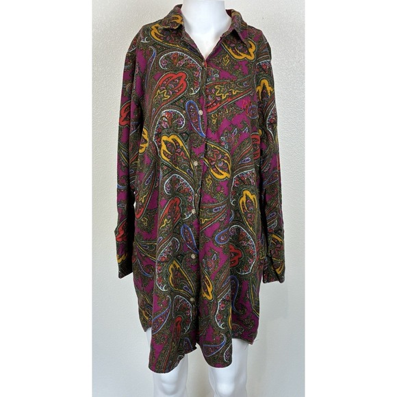 Lauren Ralph Lauren Other - Ralph Lauren Cotton Flannel Pjs Night Shirt Pink Paisley Sleepshirt Nightie L